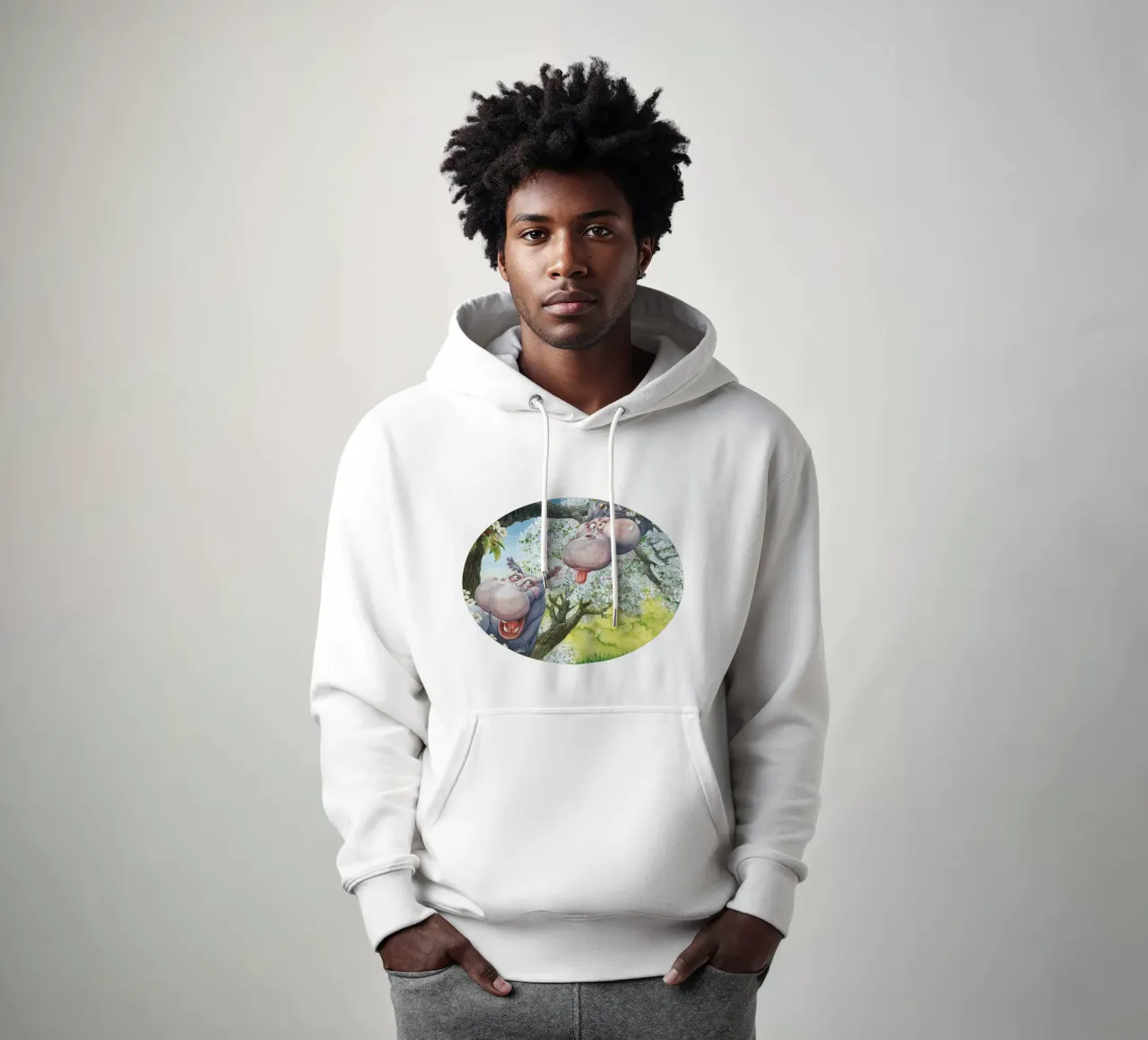 HIPPOS IN THE CHERRY TREE felpa con cappuccio da Vintage Van Gogh