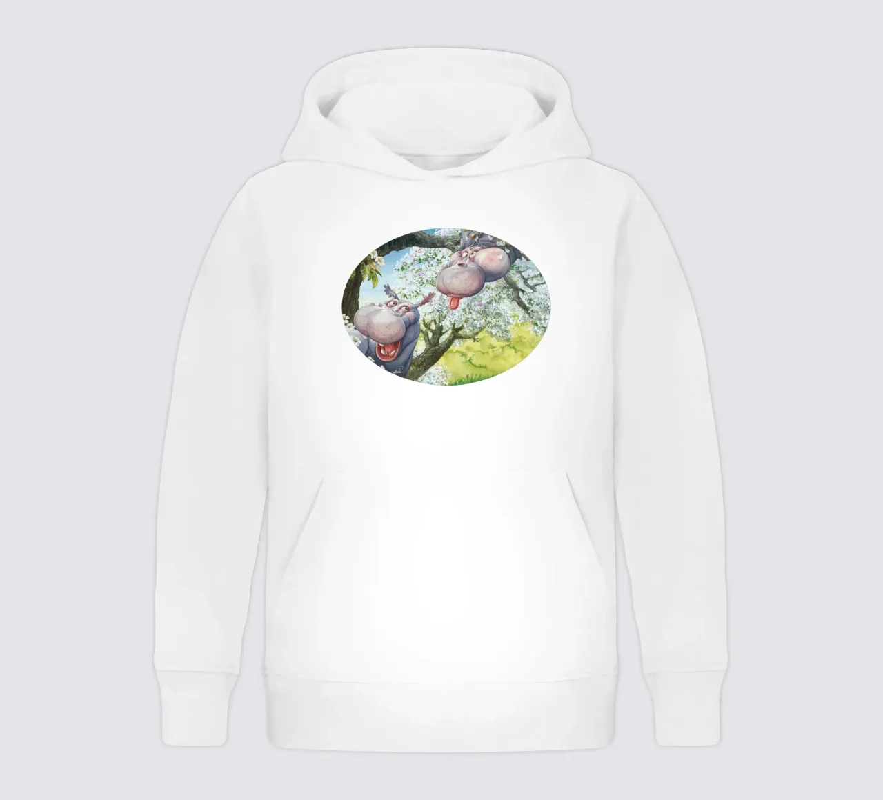 HIPPOS IN THE CHERRY TREE felpa bambino con cappuccio da Vintage Van Gogh