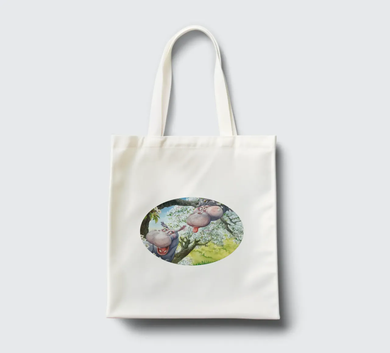 HIPPOS IN THE CHERRY TREE borsa in juta da Vintage Van Gogh