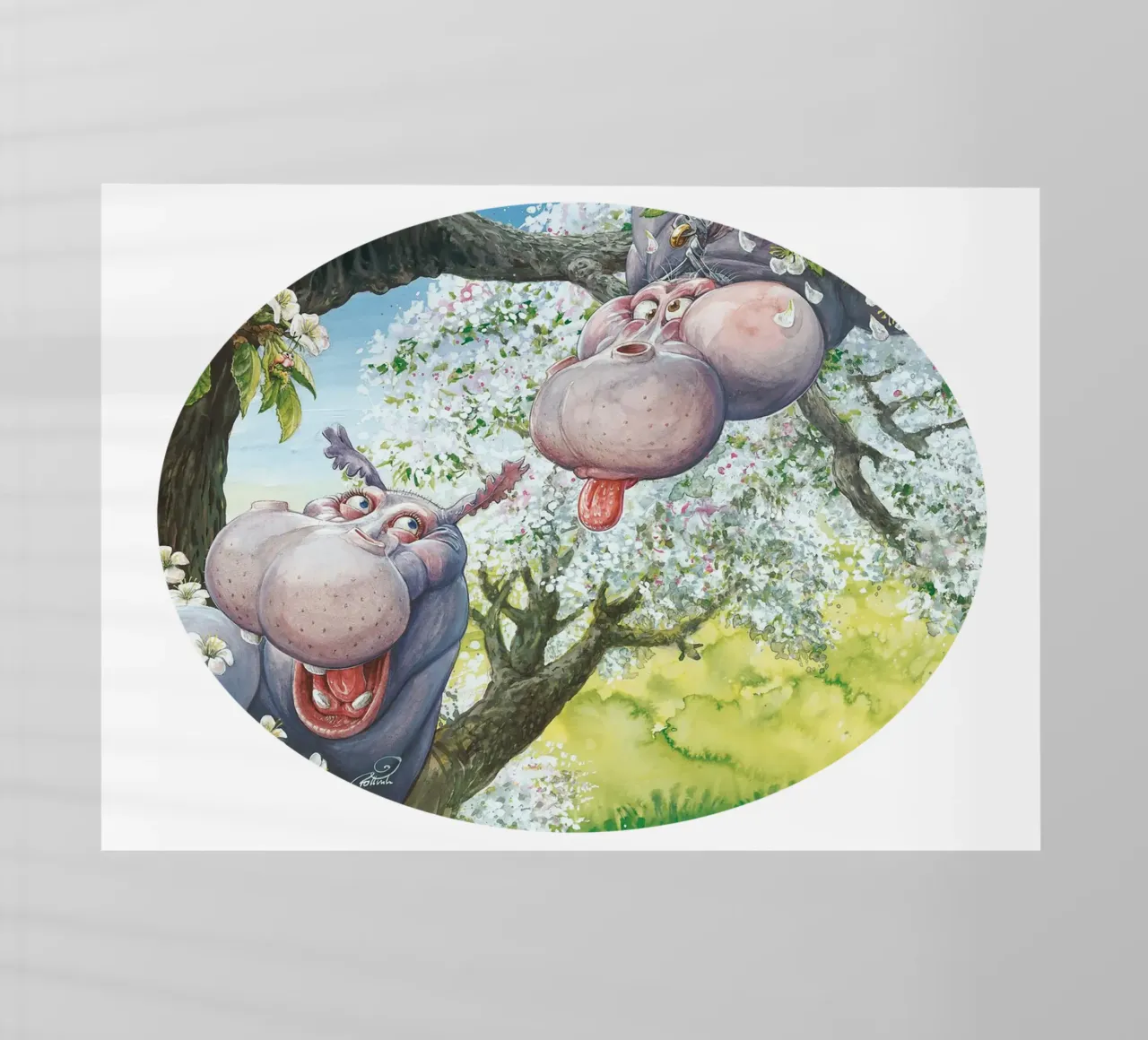 HIPPOS IN THE CHERRY TREE pellicola backlit da Vintage Van Gogh