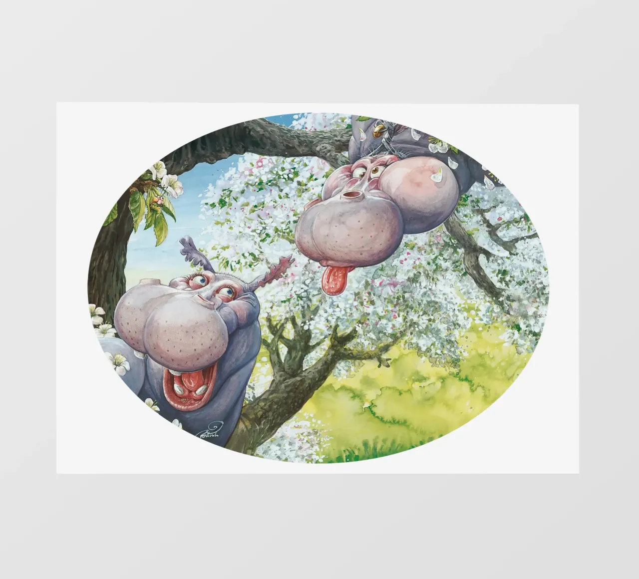 HIPPOS IN THE CHERRY TREE pellicola backlit da Vintage Van Gogh