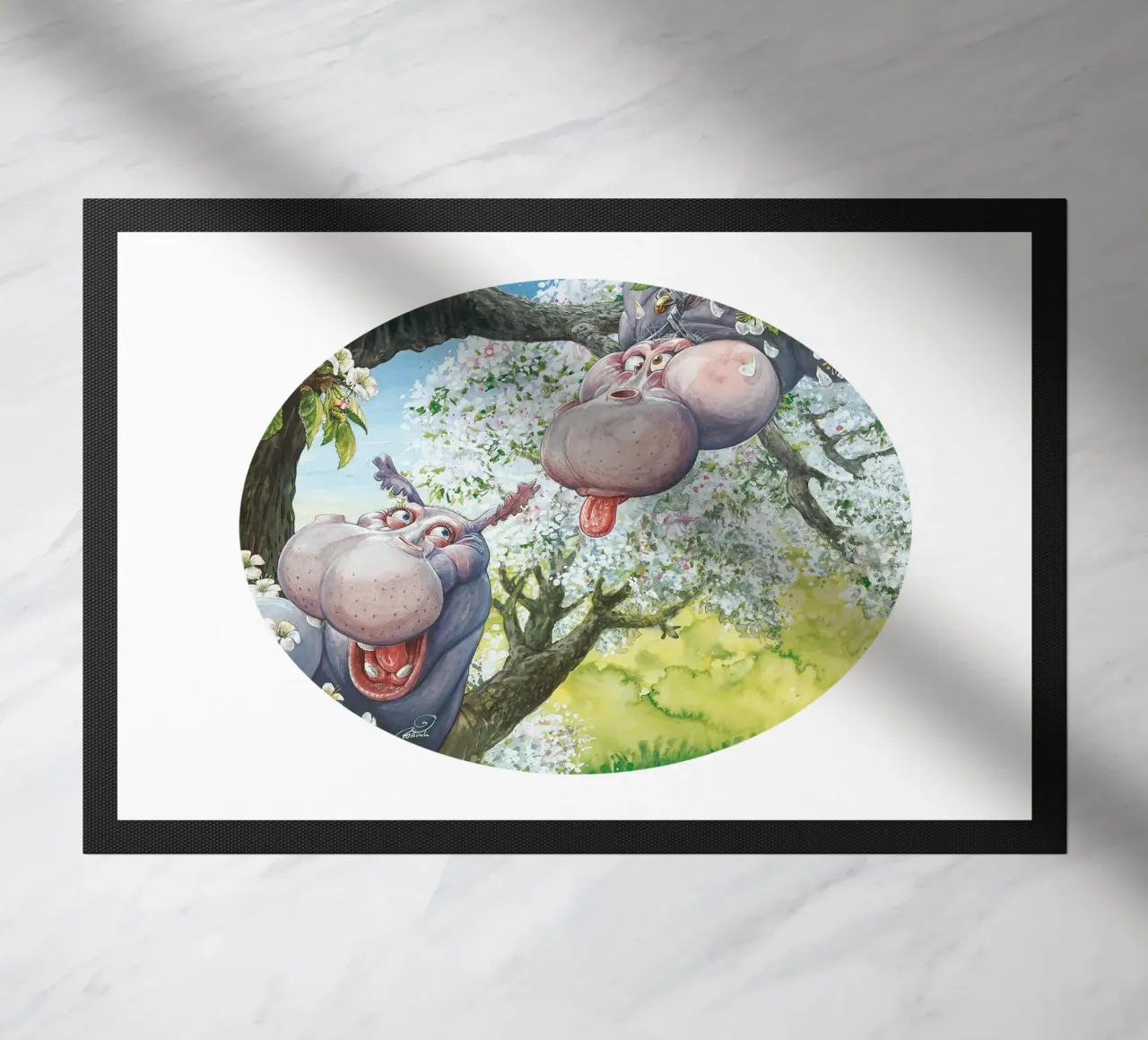 HIPPOS IN THE CHERRY TREE zerbino da Vintage Van Gogh