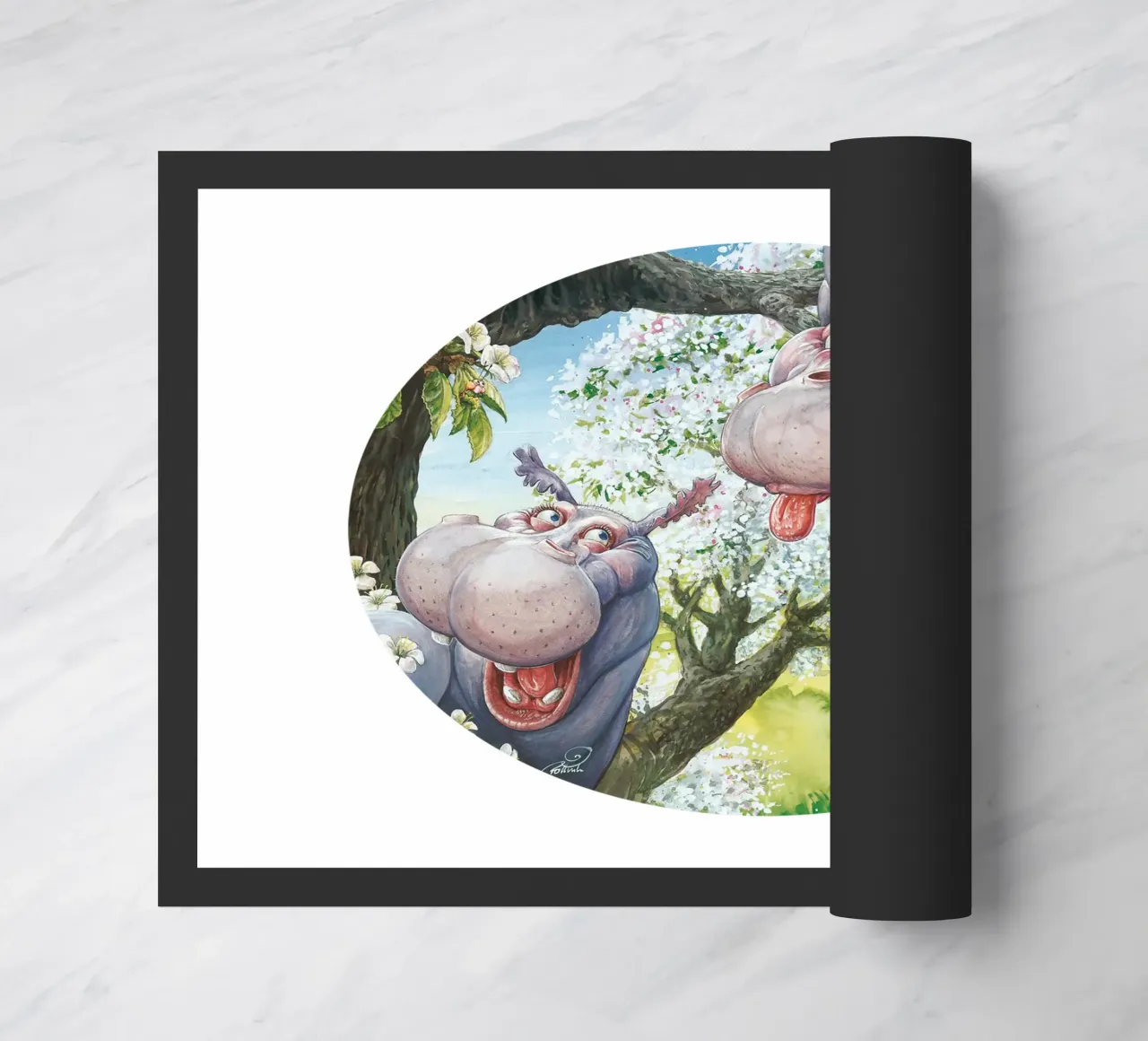 HIPPOS IN THE CHERRY TREE zerbino da Vintage Van Gogh