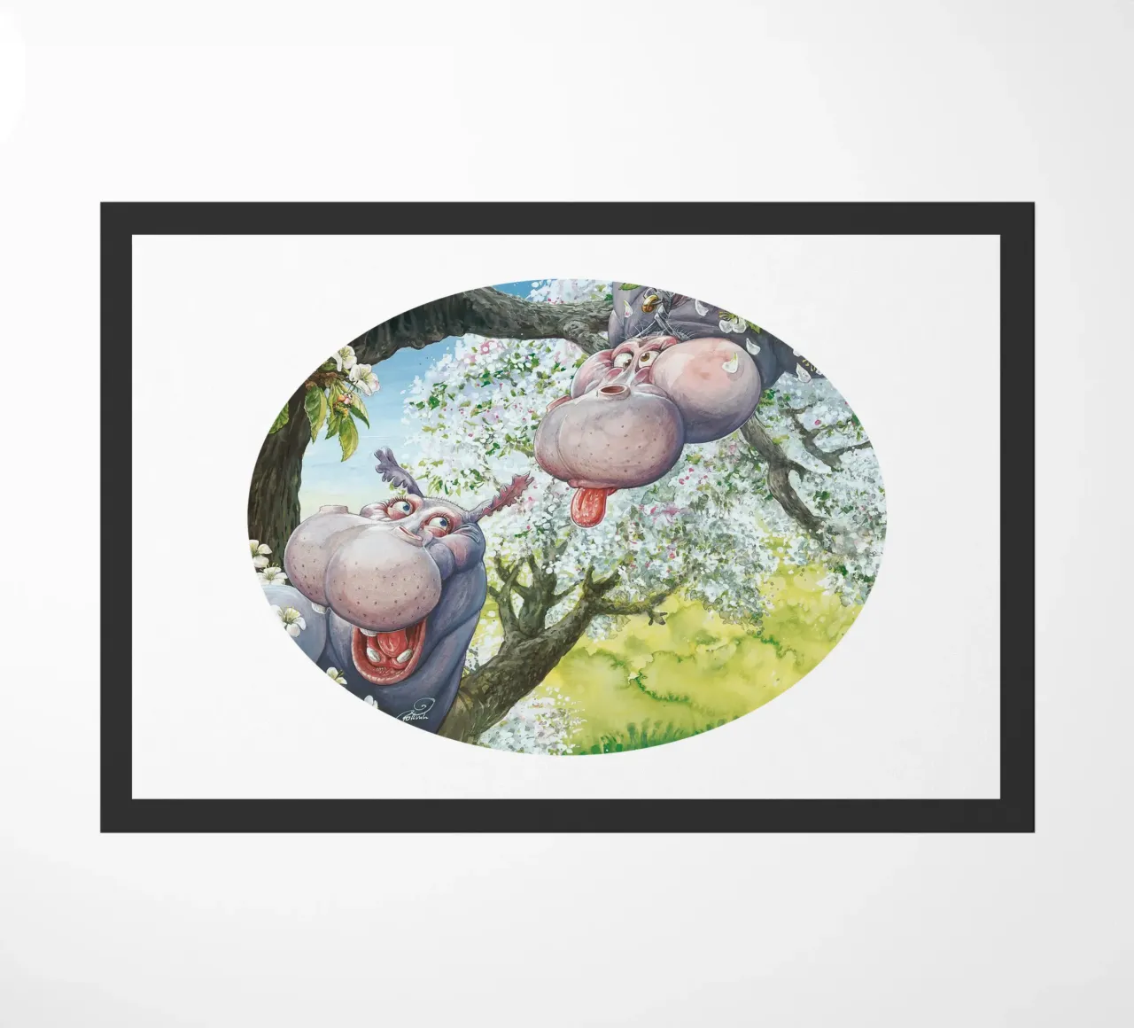 HIPPOS IN THE CHERRY TREE zerbino da Vintage Van Gogh