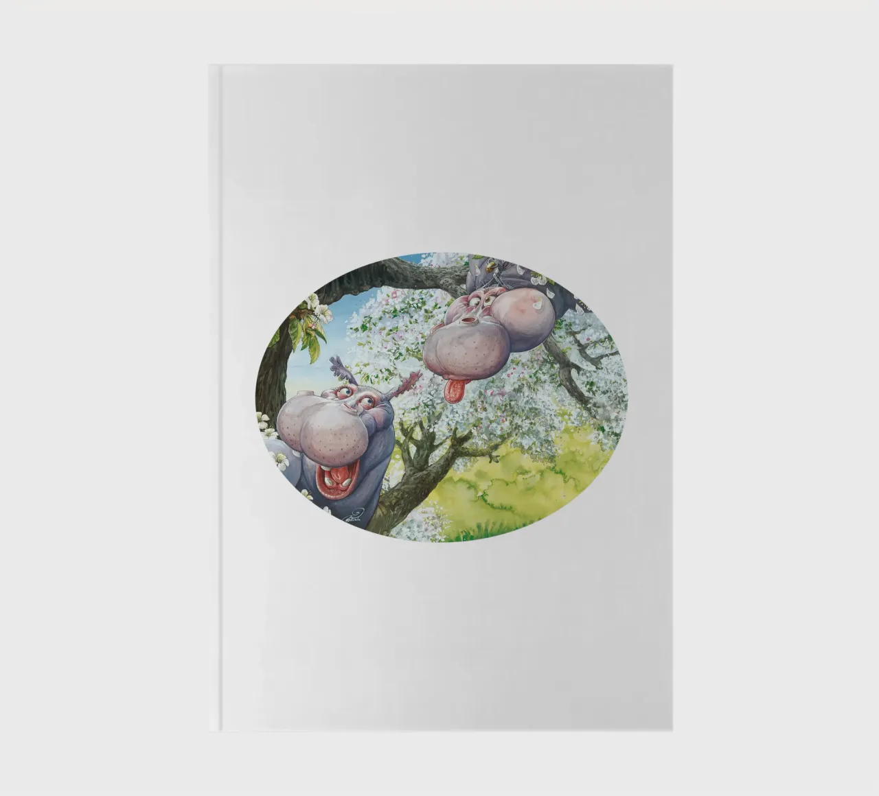 HIPPOS IN THE CHERRY TREE notebook by Vintage Van Gogh