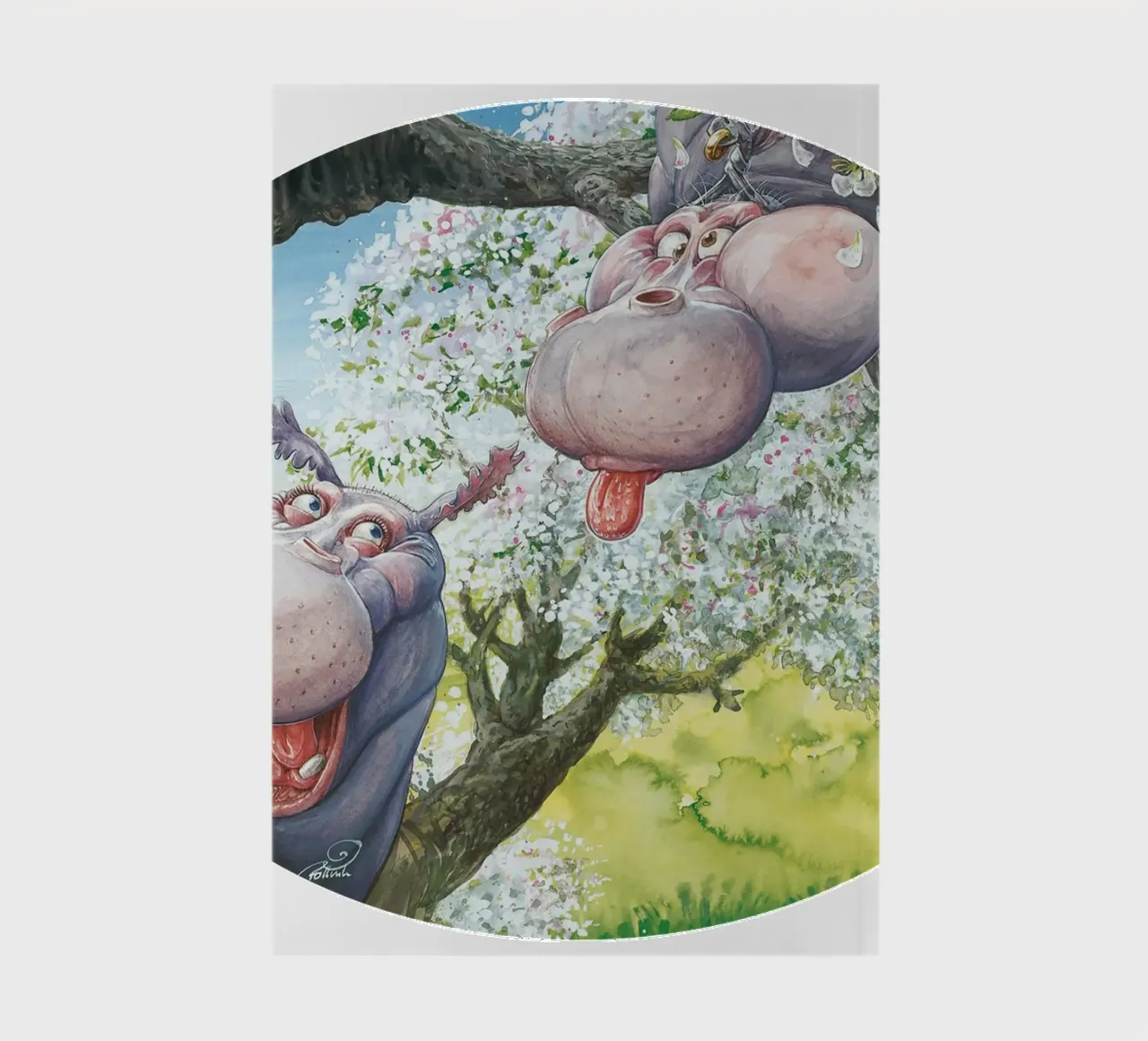 HIPPOS IN THE CHERRY TREE notebook by Vintage Van Gogh