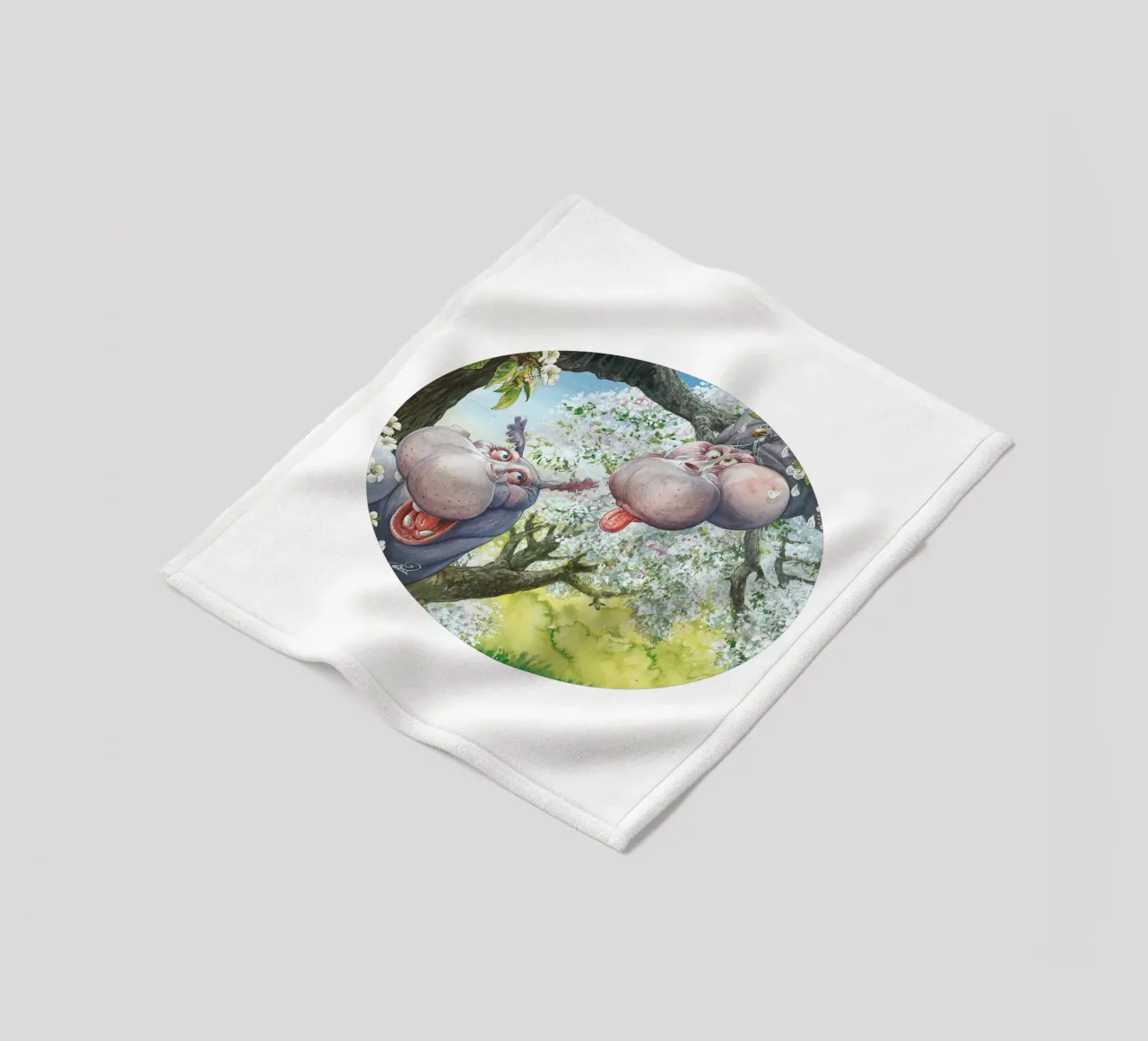 HIPPOS IN THE CHERRY TREE coperta in pile da Vintage Van Gogh