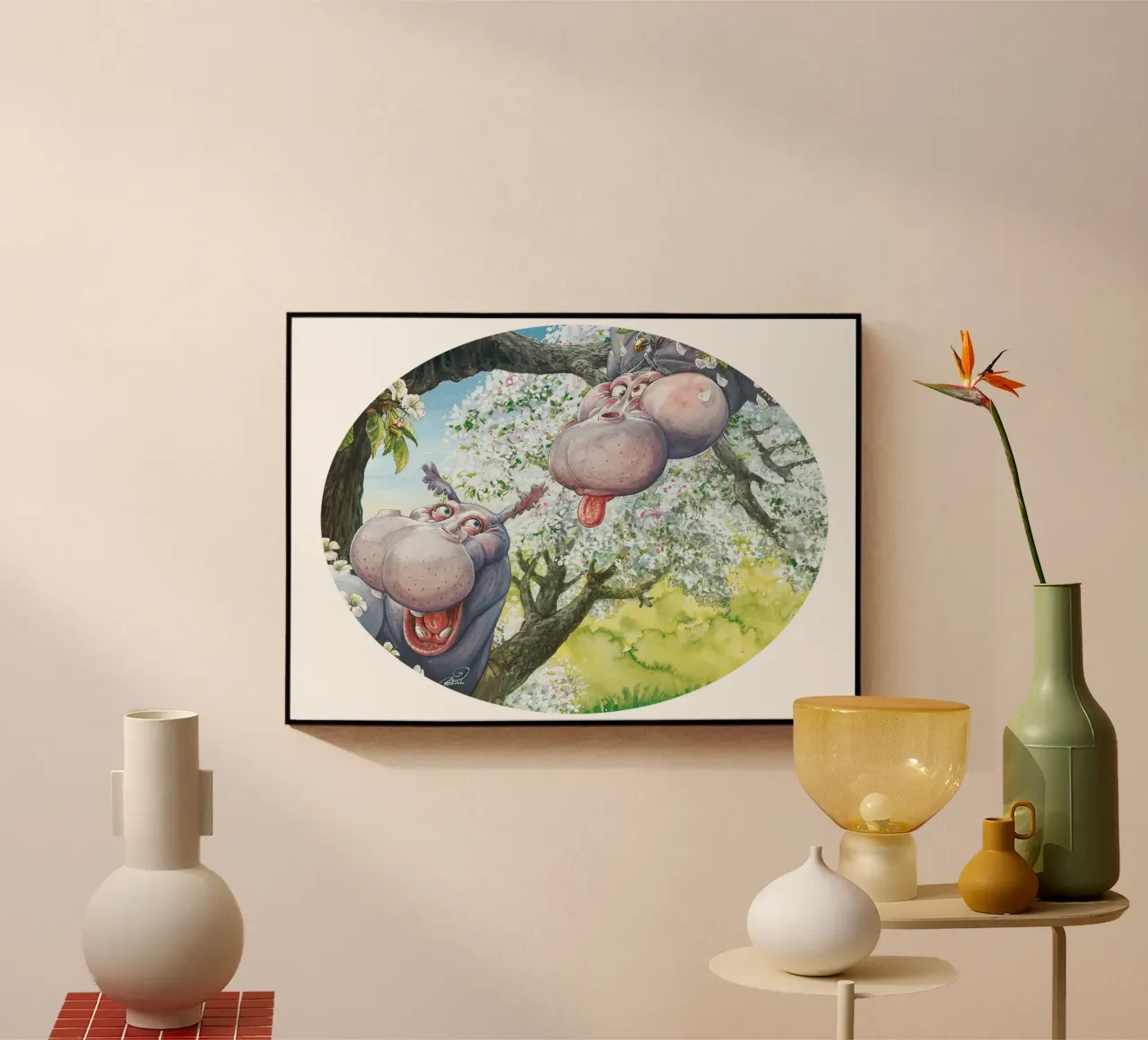 HIPPOS IN THE CHERRY TREE plexiglass da Vintage Van Gogh