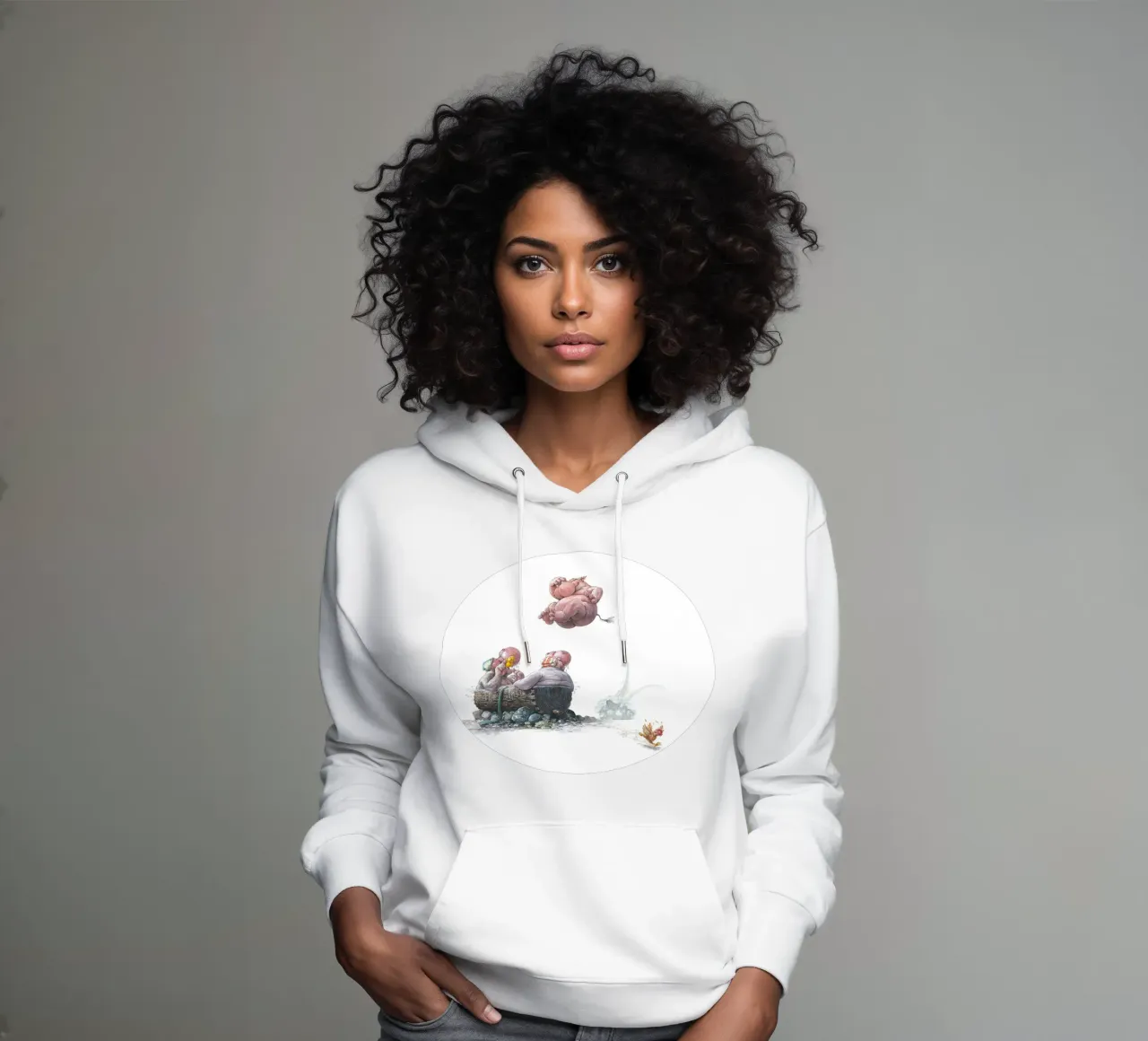 HIPPOS IN THE CHERRY TREE - Hippo Jump felpa con cappuccio da Vintage Van Gogh