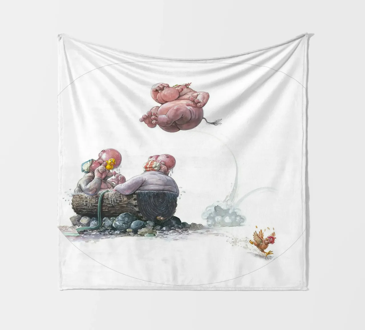 HIPPOS IN THE CHERRY TREE - Hippo Jump coperta in pile da Vintage Van Gogh