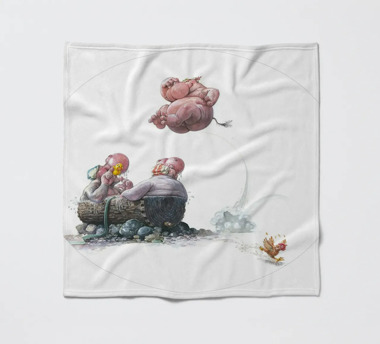 HIPPOS IN THE CHERRY TREE - Hippo Jump coperta in pile da Vintage Van Gogh