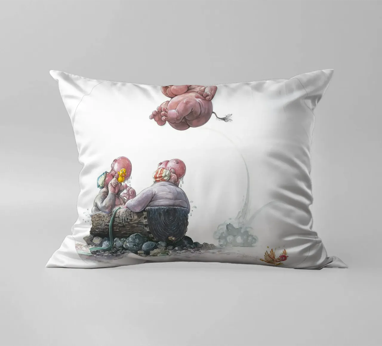HIPPOS IN THE CHERRY TREE - Hippo Jump cuscino da Vintage Van Gogh