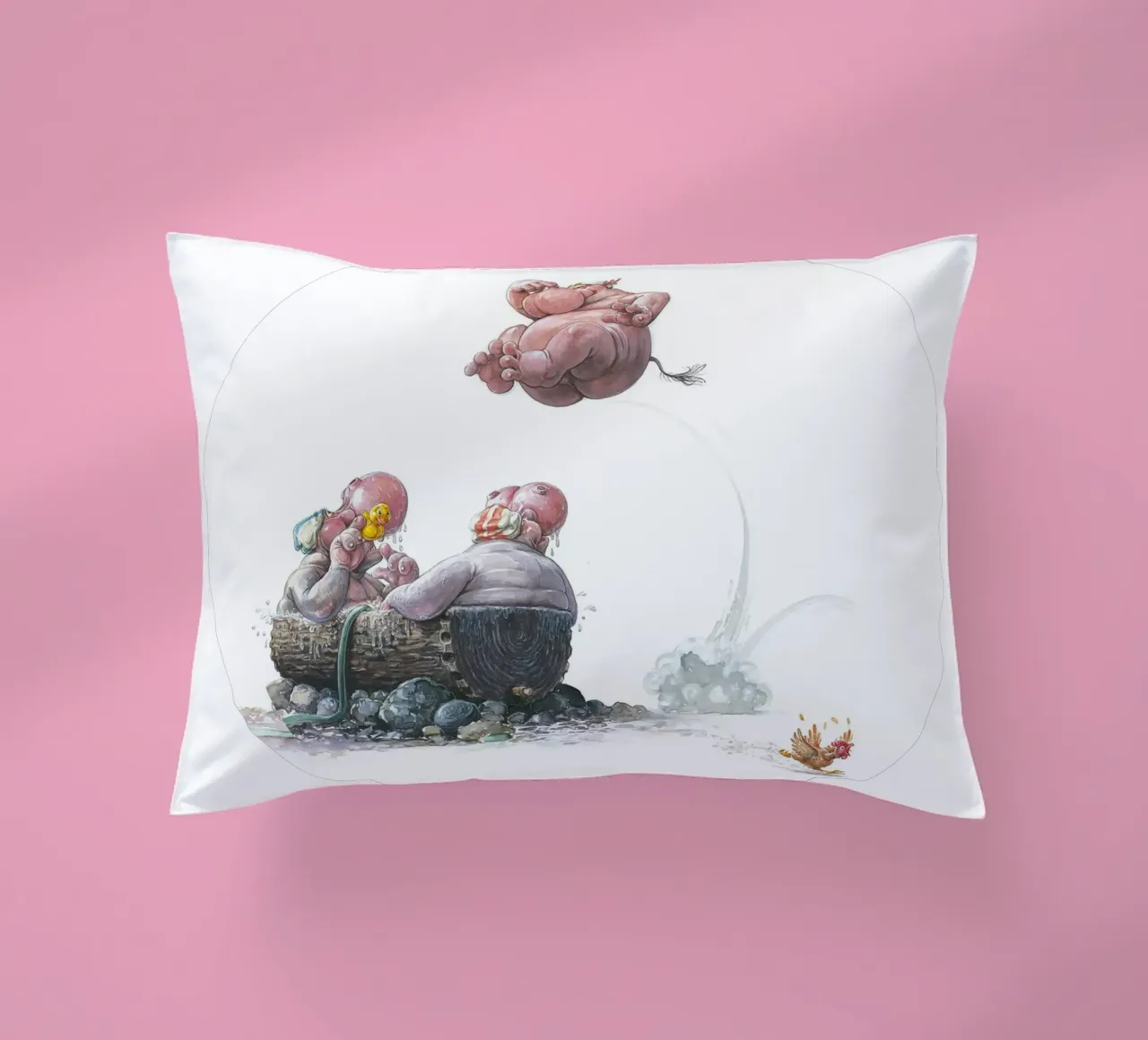 HIPPOS IN THE CHERRY TREE - Hippo Jump cuscino da Vintage Van Gogh