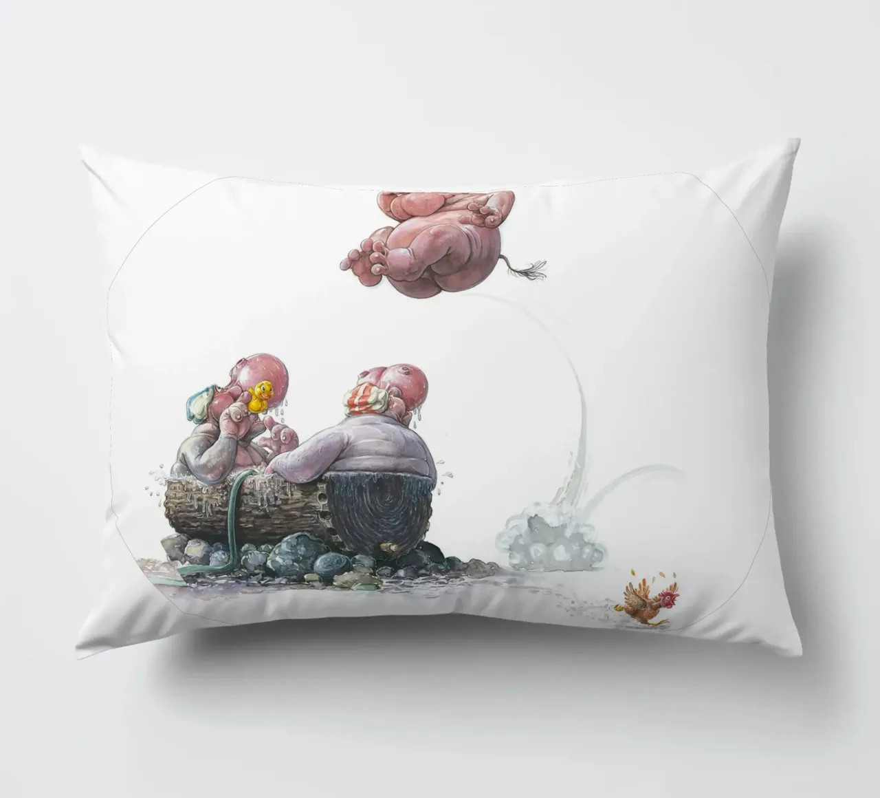 HIPPOS IN THE CHERRY TREE - Hippo Jump cuscino da Vintage Van Gogh