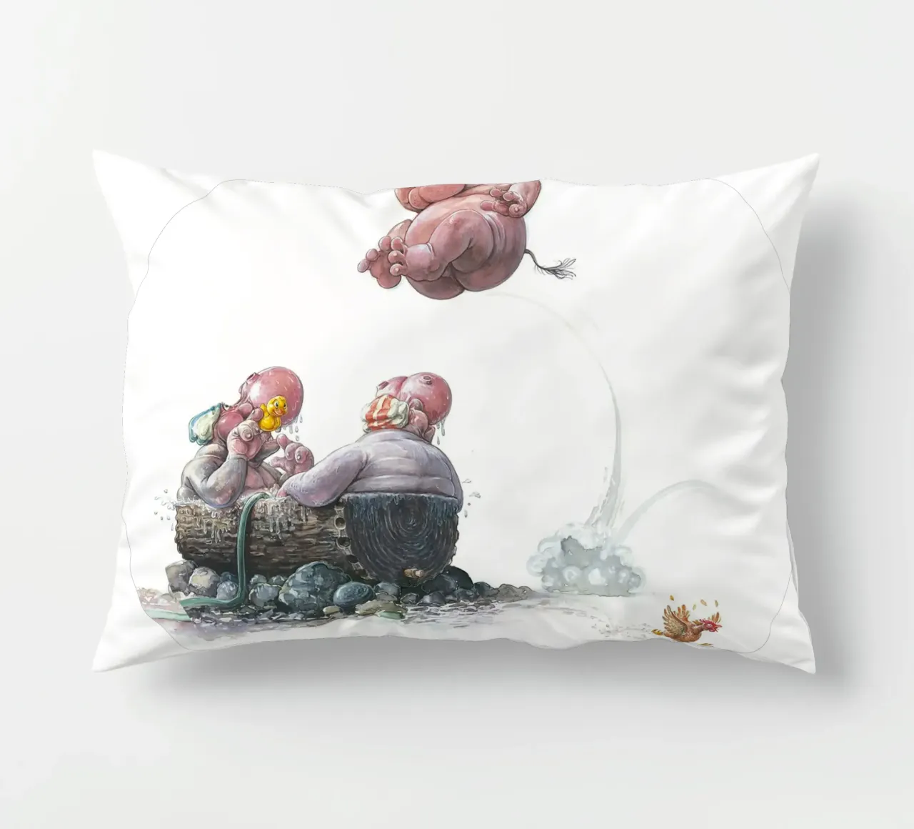 HIPPOS IN THE CHERRY TREE - Hippo Jump cuscino da Vintage Van Gogh