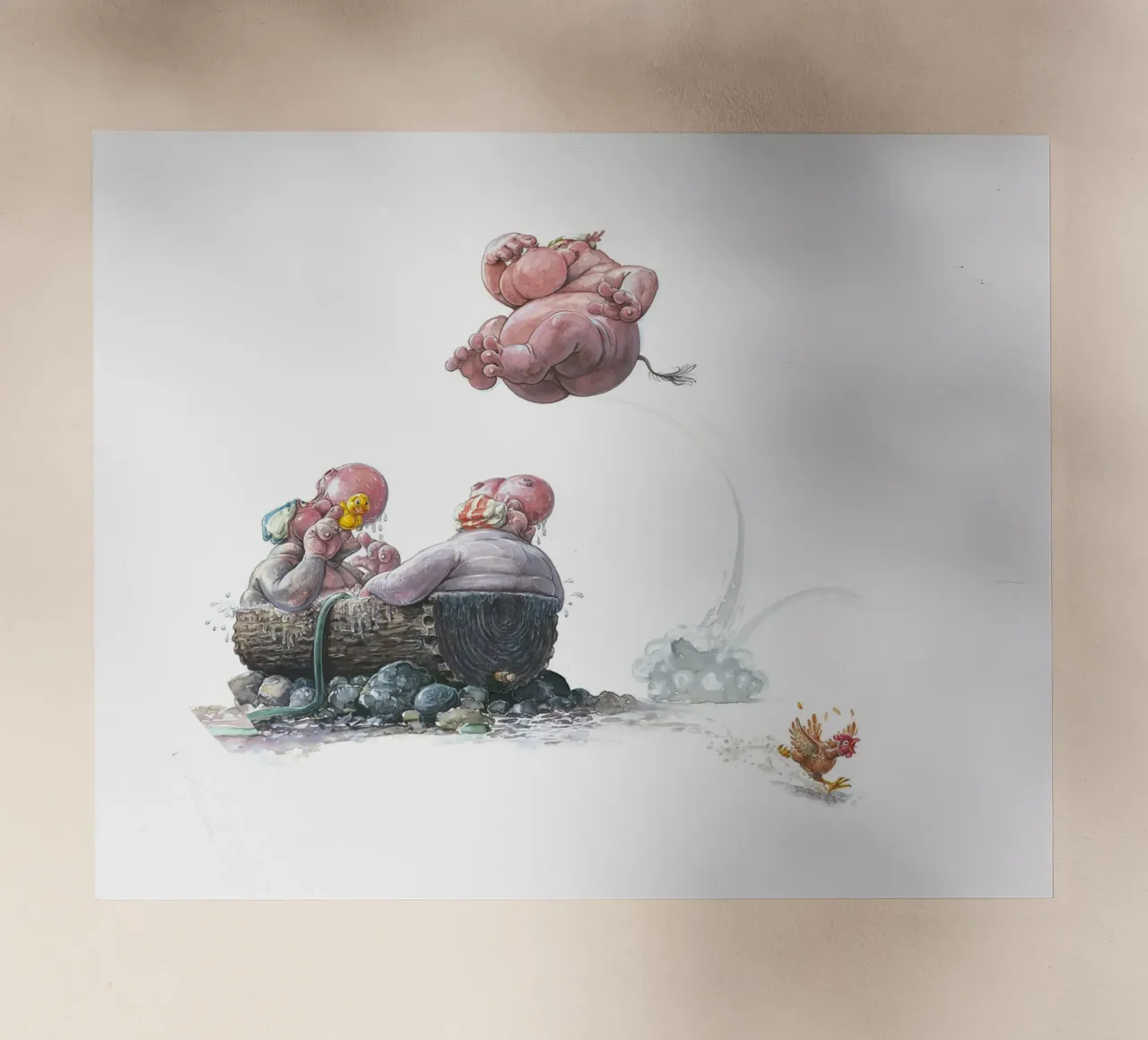 HIPPOS IN THE CHERRY TREE - Hippo Jump pellicola backlit da Vintage Van Gogh