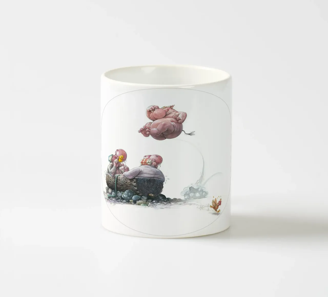 HIPPOS IN THE CHERRY TREE - Hippo Jump tazza in ceramica da Vintage Van Gogh