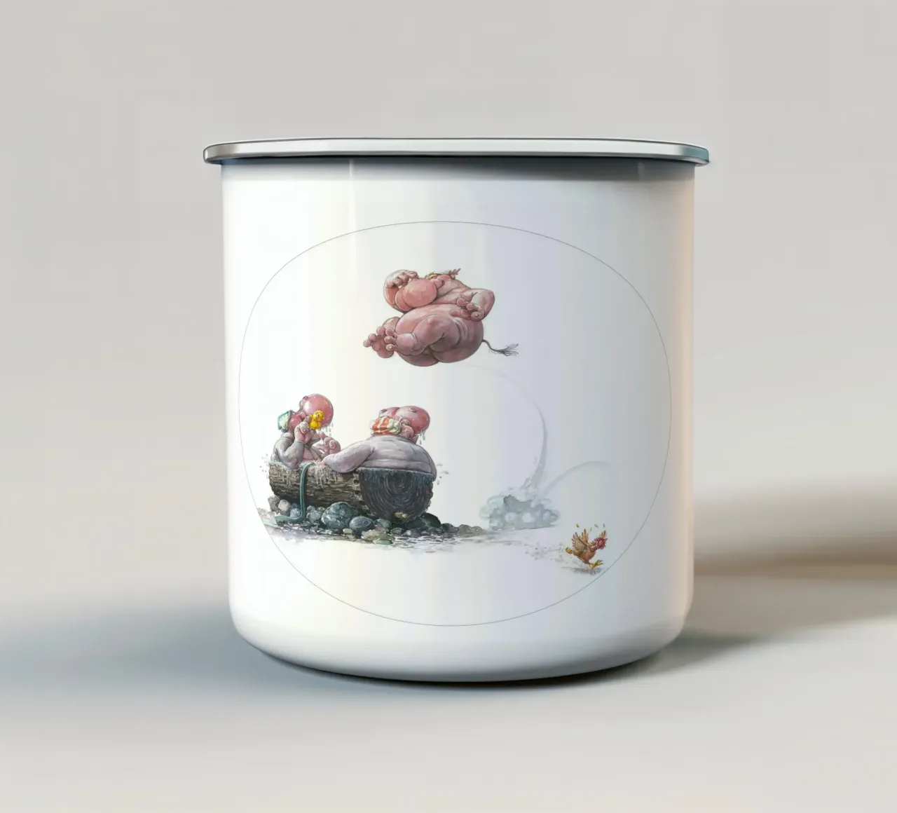 HIPPOS IN THE CHERRY TREE - Hippo Jump tazza in smalto da Vintage Van Gogh
