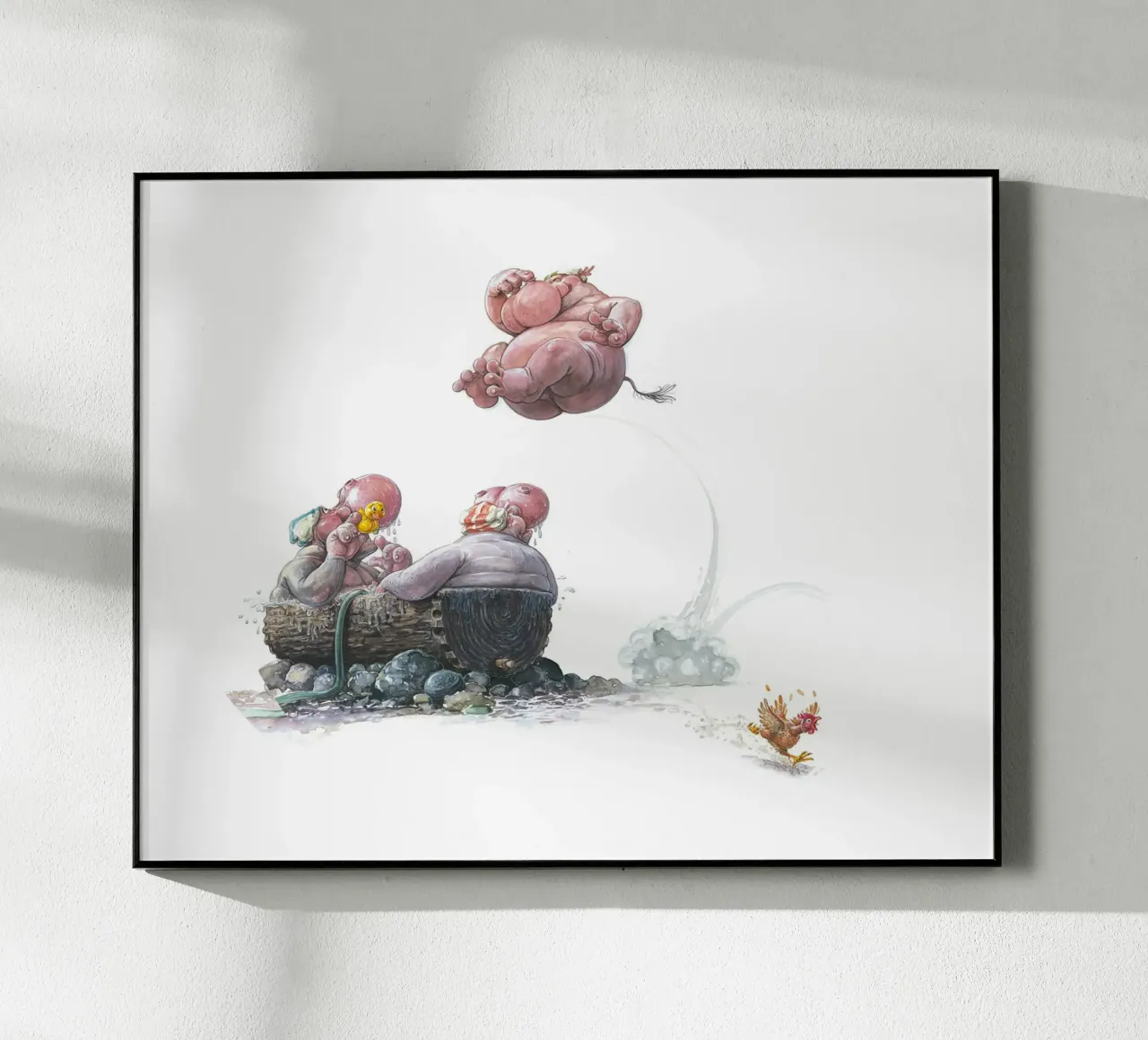 HIPPOS IN THE CHERRY TREE - Hippo Jump plexiglass da Vintage Van Gogh