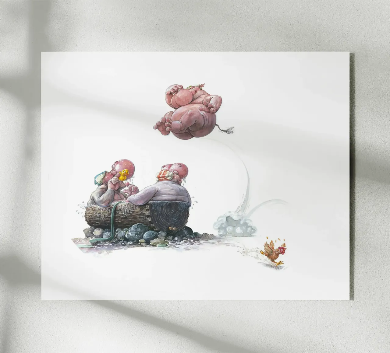 HIPPOS IN THE CHERRY TREE - Hippo Jump plexiglass da Vintage Van Gogh
