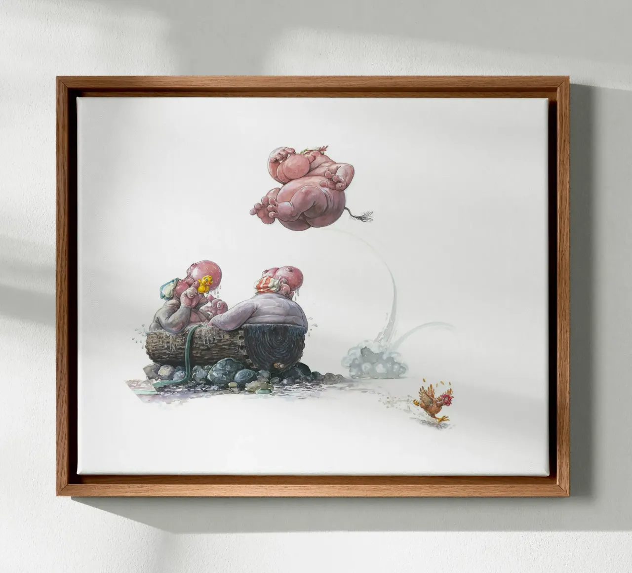 HIPPOS IN THE CHERRY TREE - Hippo Jump tela da Vintage Van Gogh
