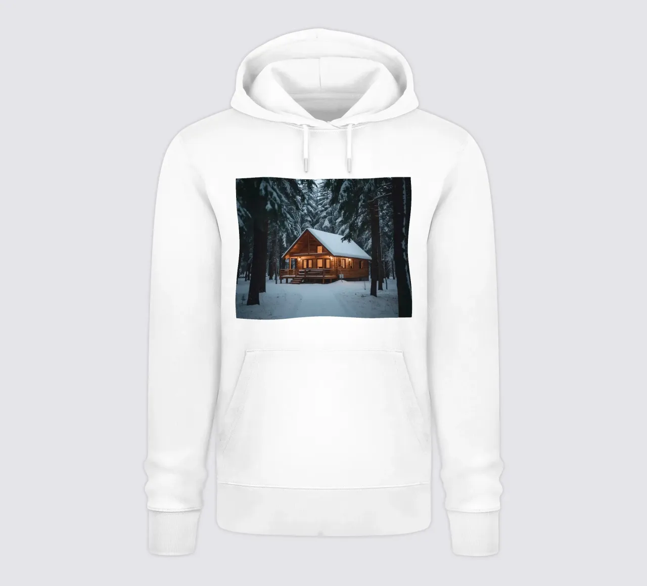 Cabina di legno in una foresta innevata felpa con cappuccio da DesignDoodle