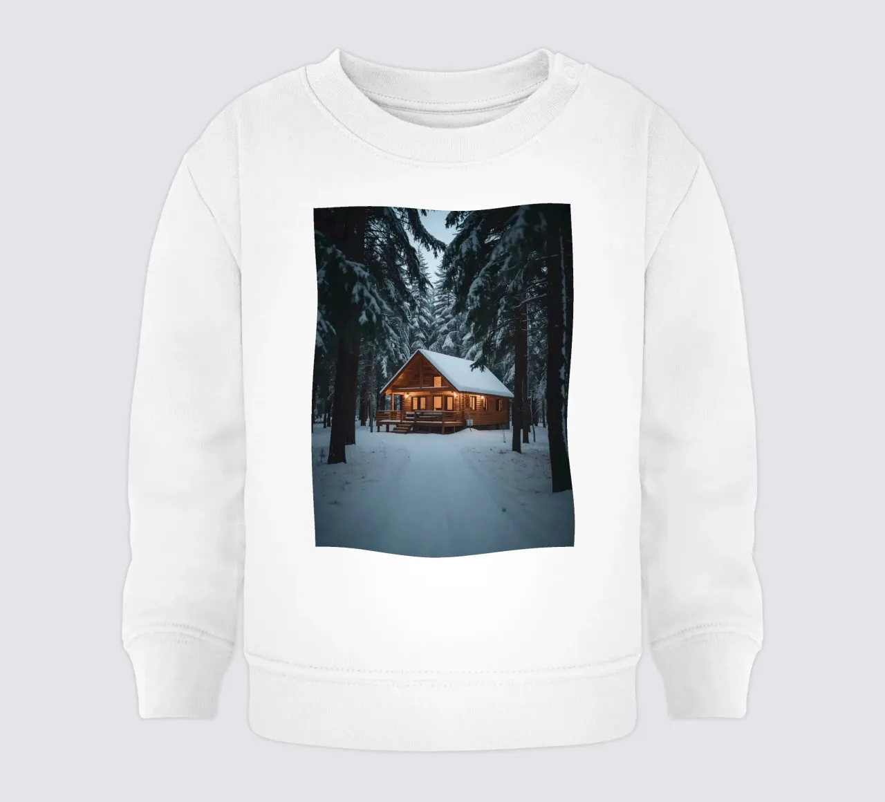 Cabina di legno in una foresta innevata felpa neonato da DesignDoodle