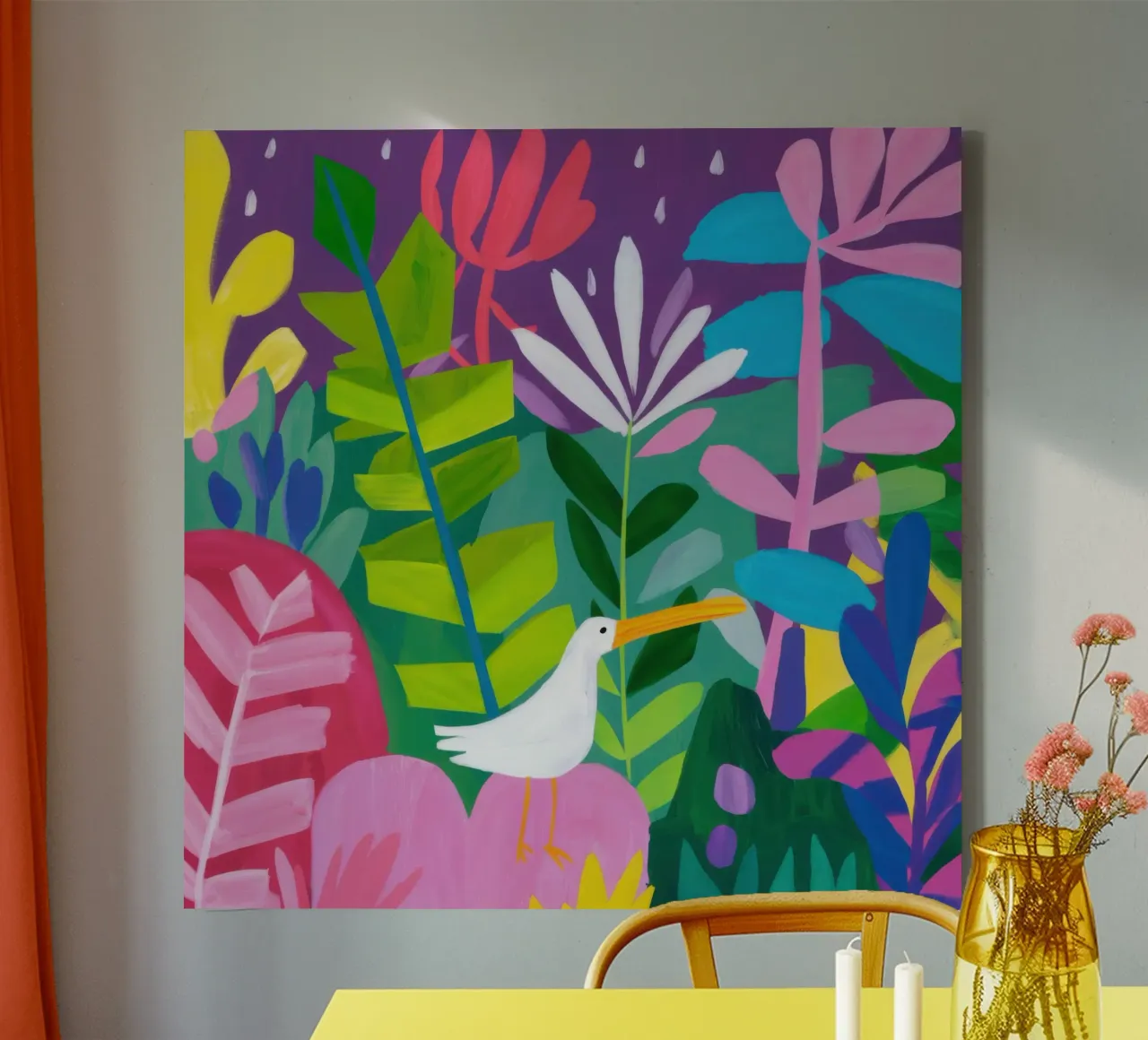 Sanctuary's witte duif canvas met Baklijst van Autumn Season