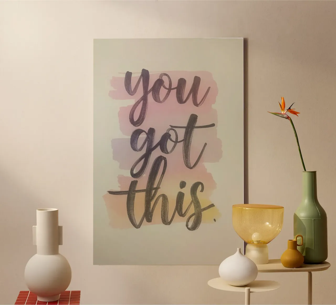 You Got This Phrase su lavaggi ad acquerello tela con Cornice a cassetta da DesignDoodle