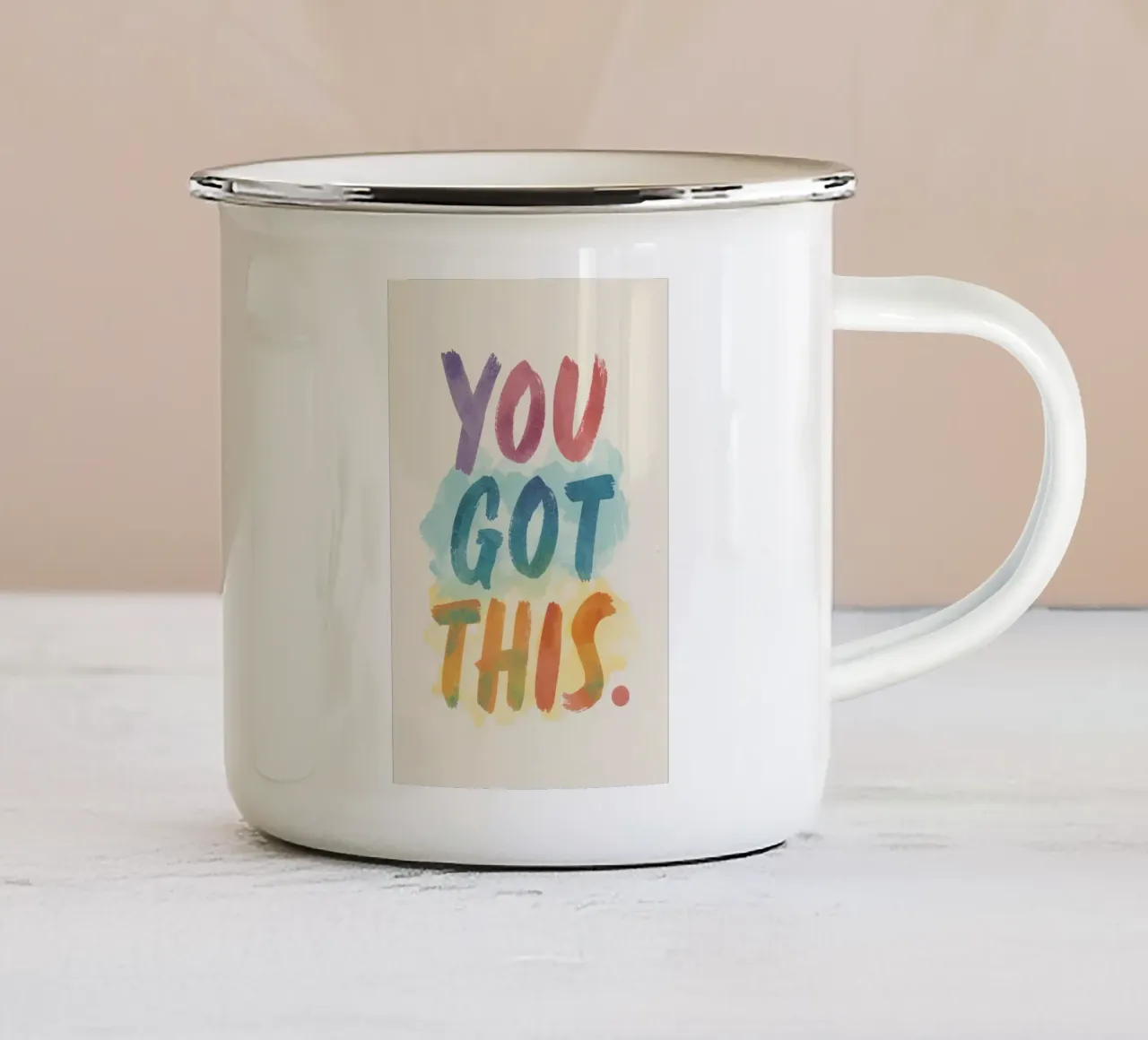 L'arte di You Got This in stile acquerello tazza in smalto da DesignDoodle