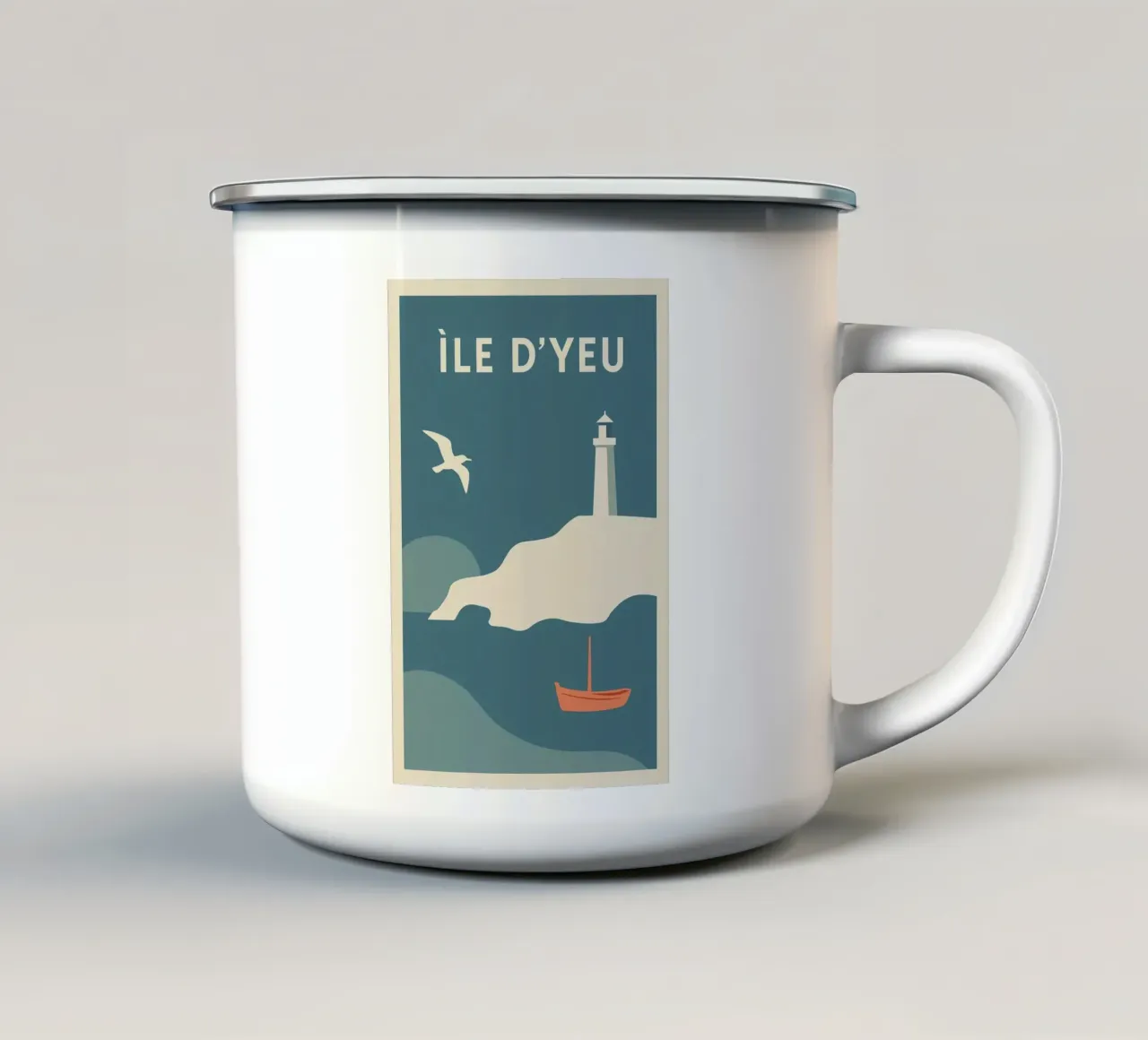 Poster minimalista Île d'Yeu tazza in smalto da JETLAG | affiches voyage