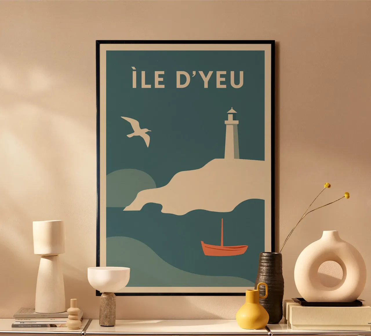 Poster minimalista Île d'Yeu poster con telaio in legno da JETLAG | affiches voyage
