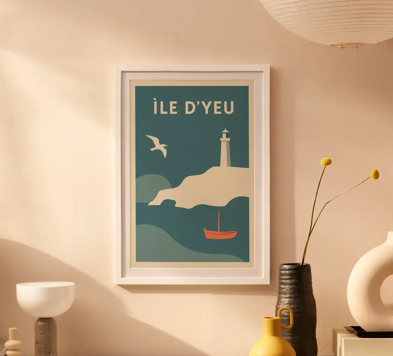 Poster minimalista Île d'Yeu poster con telaio in legno da JETLAG | affiches voyage