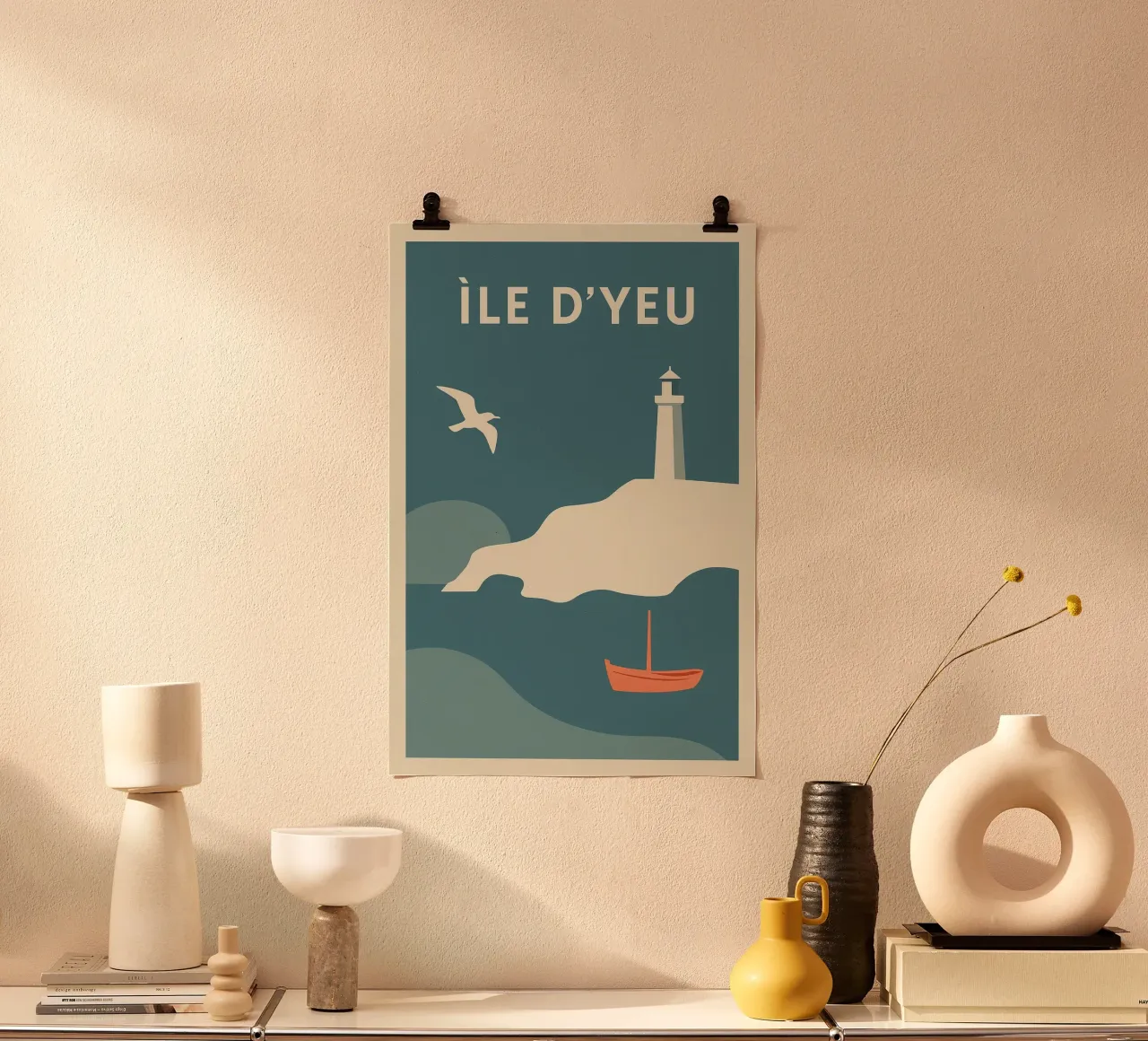 Poster minimalista Île d'Yeu poster con telaio in legno da JETLAG | affiches voyage