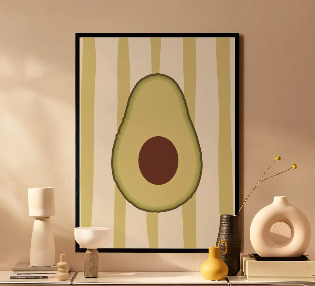 Avocado Slice poster con telaio in alluminio da Attaboy Dsgn