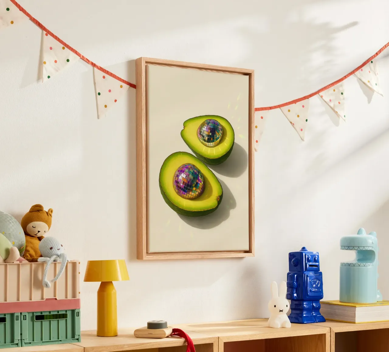 Disco Avocado canvas met Baklijst van Attaboy Dsgn