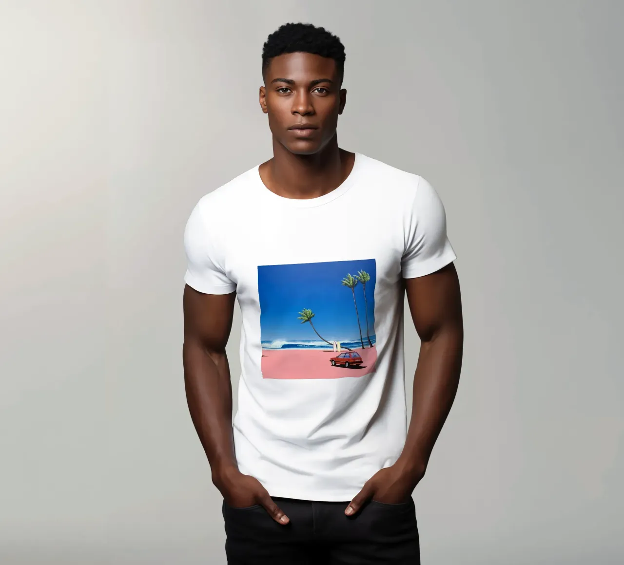 Auto rossa su una bella spiaggia t-shirt da HKS JAPANESESTORE