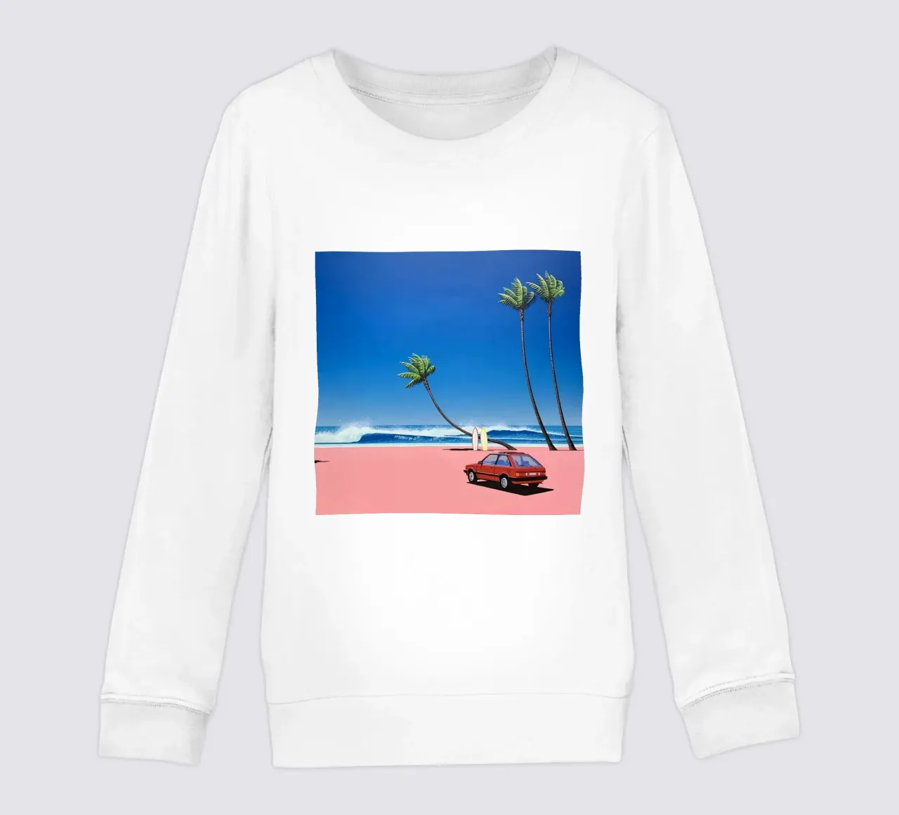 Auto rossa su una bella spiaggia felpa bambino da HKS JAPANESESTORE