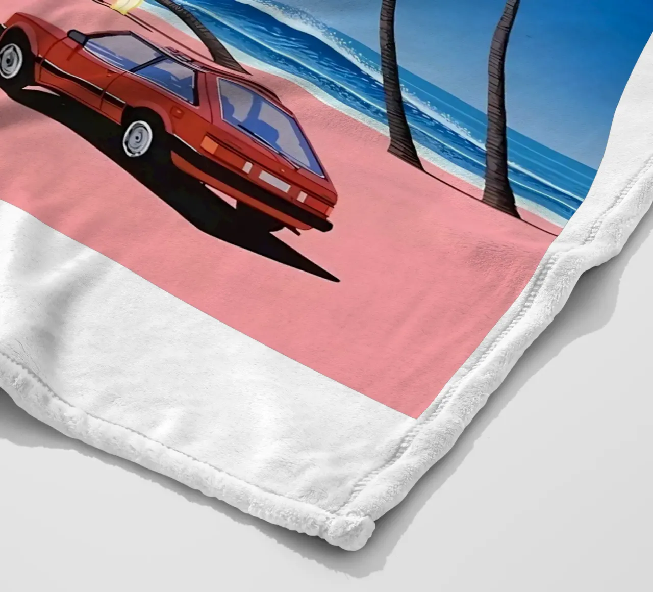 Auto rossa su una bella spiaggia coperta in pile da HKS JAPANESESTORE