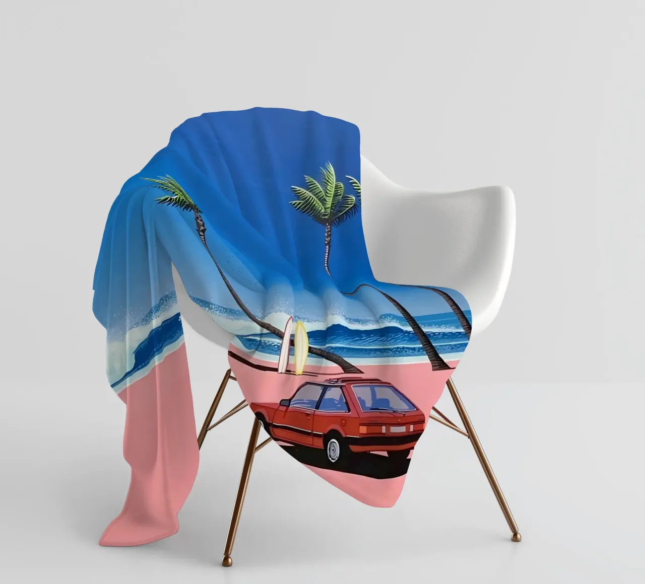 Auto rossa su una bella spiaggia coperta in pile da HKS JAPANESESTORE