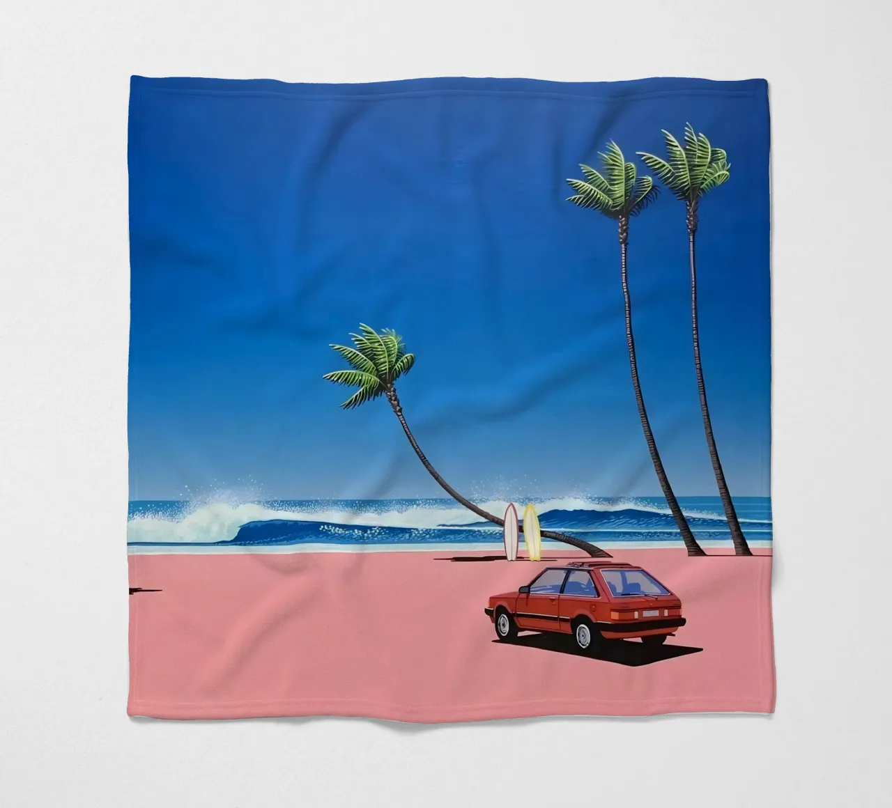 Auto rossa su una bella spiaggia coperta in pile da HKS JAPANESESTORE