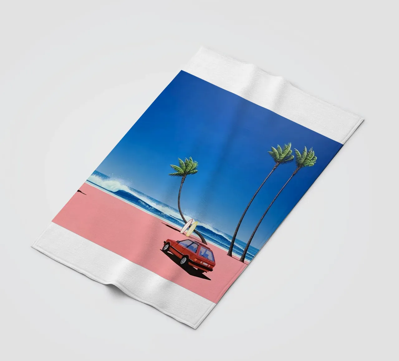 Auto rossa su una bella spiaggia coperta in pile da HKS JAPANESESTORE