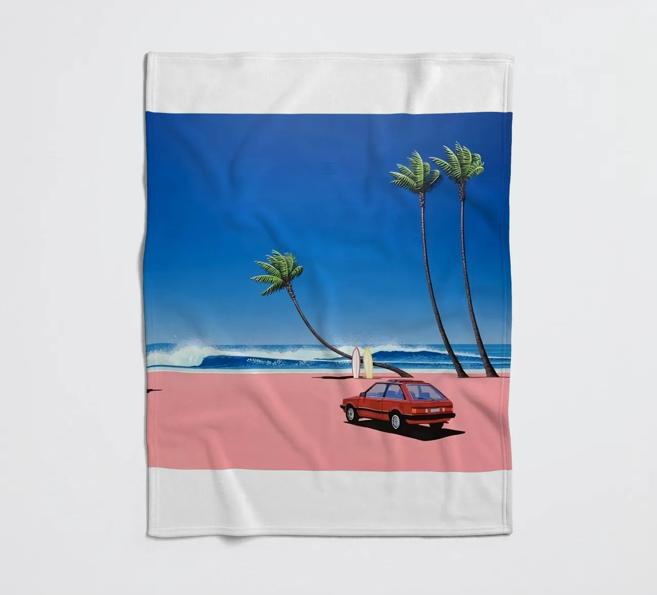 Auto rossa su una bella spiaggia coperta in pile da HKS JAPANESESTORE