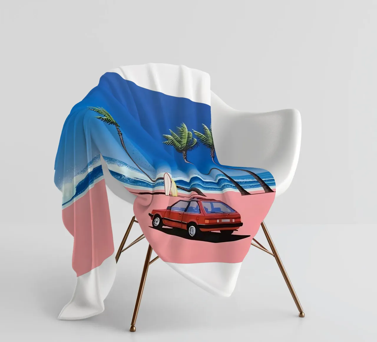 Auto rossa su una bella spiaggia coperta in pile da HKS JAPANESESTORE