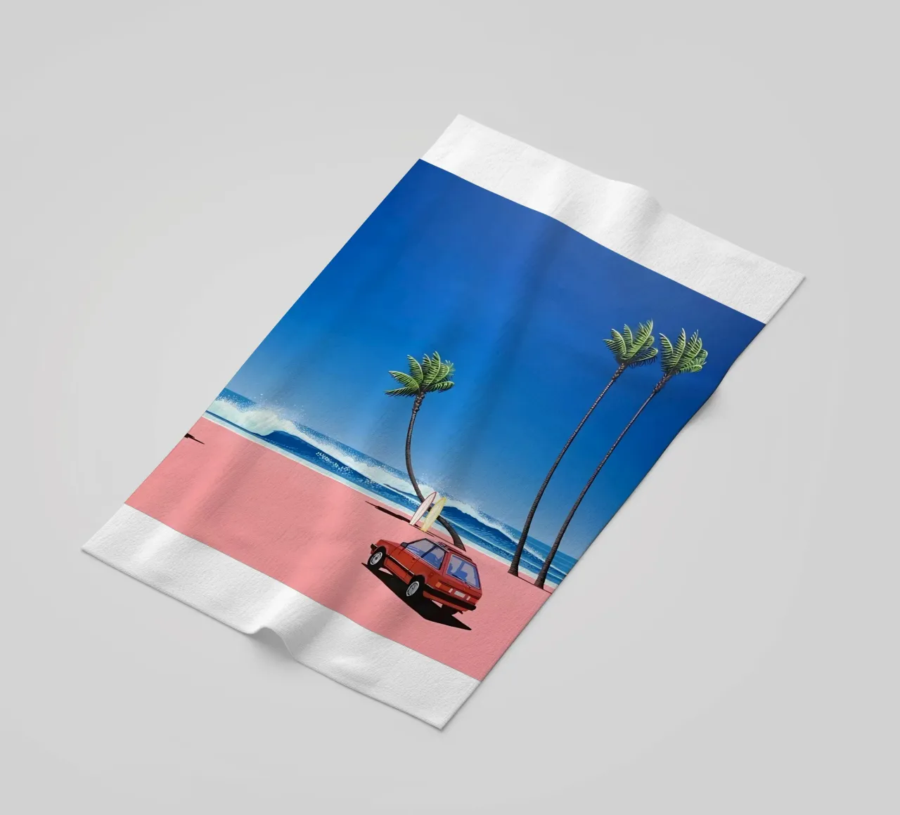 Auto rossa su una bella spiaggia telo mare da HKS JAPANESESTORE