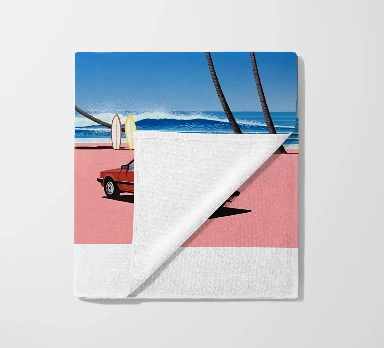 Auto rossa su una bella spiaggia telo mare da HKS JAPANESESTORE