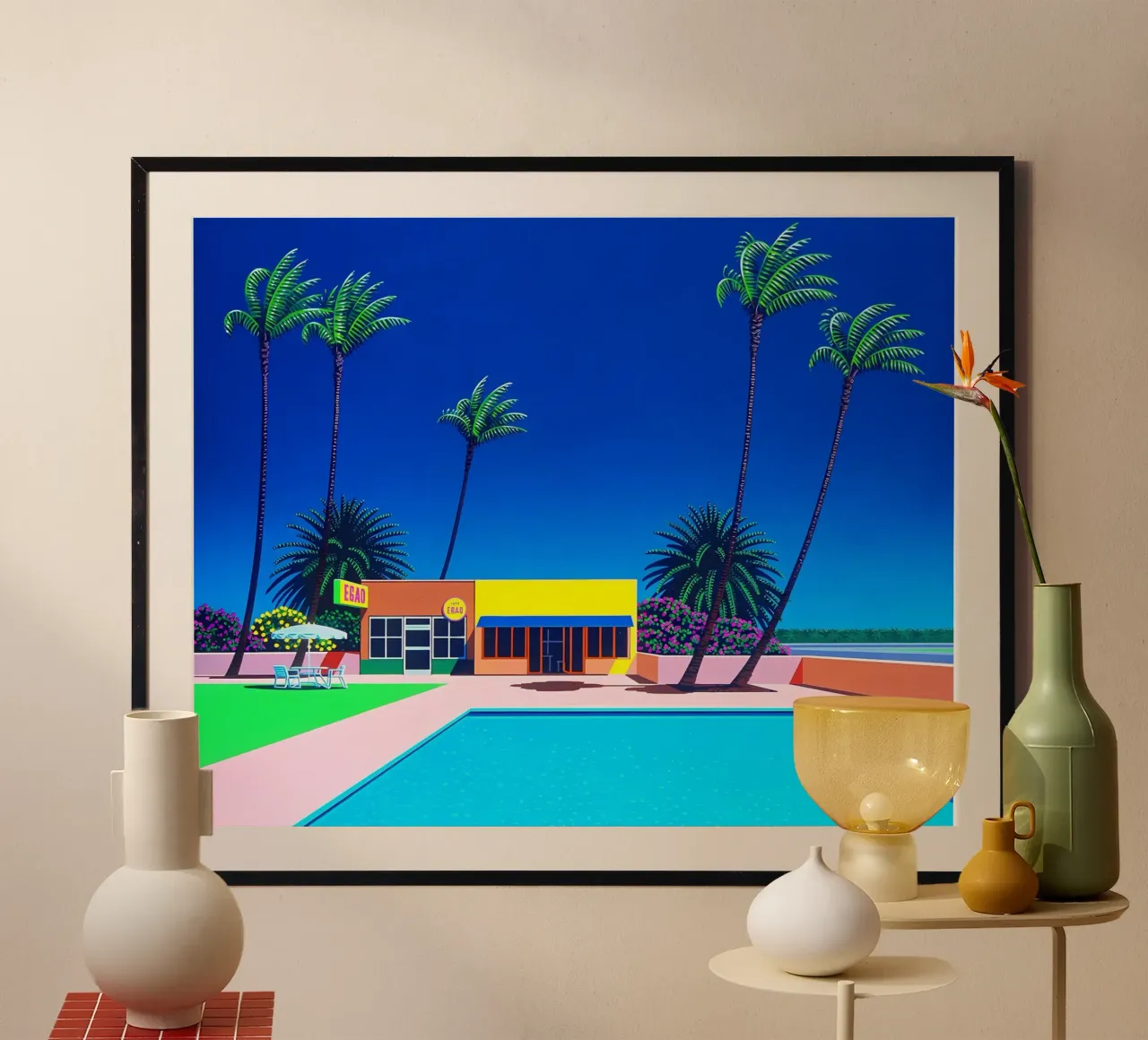 Piscina e ufficio poster con telaio in alluminio da HKS JAPANESESTORE
