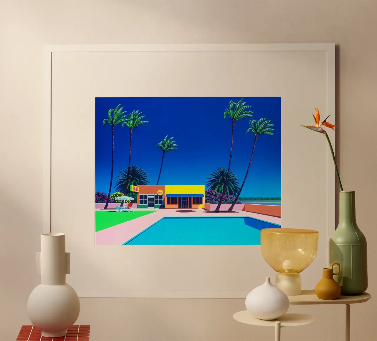 Piscina e ufficio poster con telaio in alluminio da HKS JAPANESESTORE