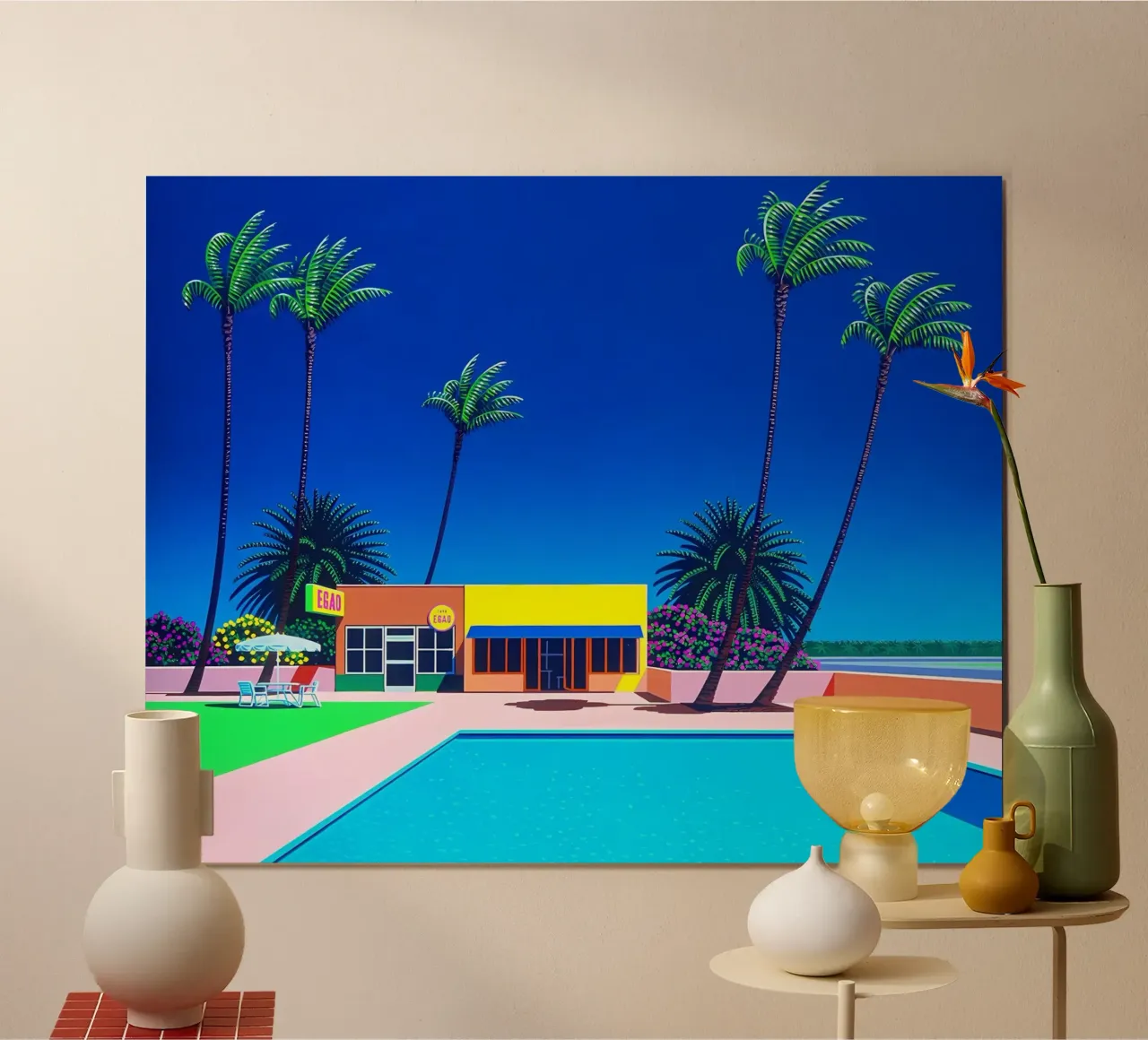 Piscina e ufficio poster con telaio in alluminio da HKS JAPANESESTORE