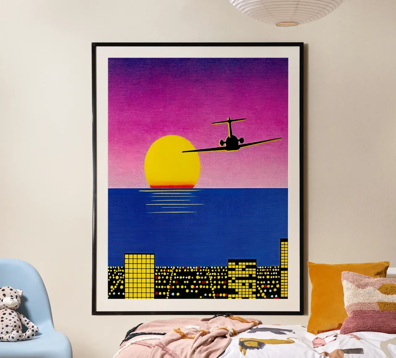 Aereo che vola alto poster con telaio in alluminio da HKS JAPANESESTORE